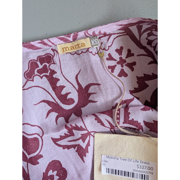 NWT Matta NY Moksha Tree of Life MAXI Cotton Dress Size XS Lilac Purple #1B454 - Picture 9 of 10